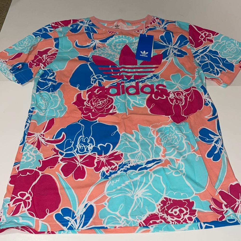 NWT Adidas floral rose tee